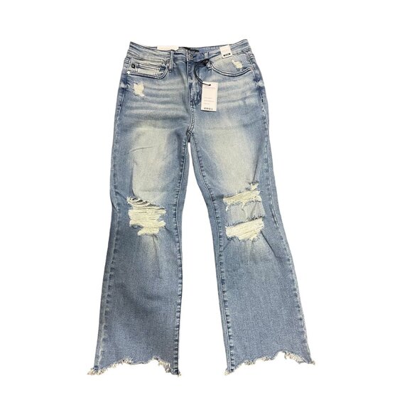 Judy Blue Medium‎ Blue Mid Rise Straight Crop Jeans - Picture 1 of 6